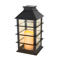 Luminara | Elegant Modern Black Solar Candlestick Lantern