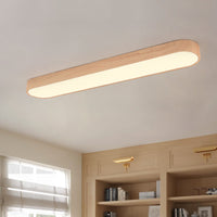 Oval LED Flush Mount Ceiling Light — Wood Grain Trim