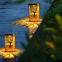SylvanGlow | Charming Retro Solar Lantern with Tree Projection