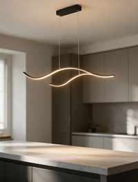 LuminaraWave | Curved LED Linear Pendant Light for Kitchen Islands