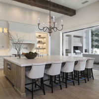 Farmhouse Candle Chandelier — Rustic 5 or 8 Light Metal and Wood