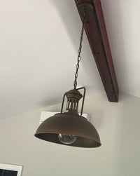 Rustic Dome Pendant Light — Rust Finish Industrial Metal