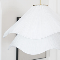 Japandi Fabric Pendant Light — Draped Linen-Look Shade