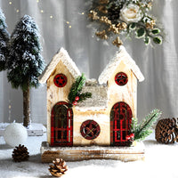 Wooden Christmas village house with LED light – view 9