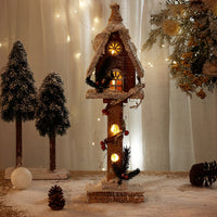 Wooden Christmas village house with LED light – view 7