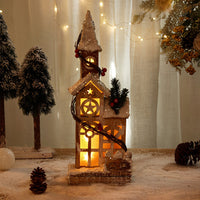 Wooden Christmas village house with LED light – view 4