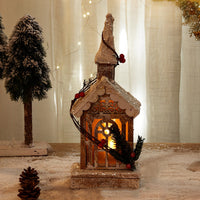 Wooden Christmas village house with LED light – view 3