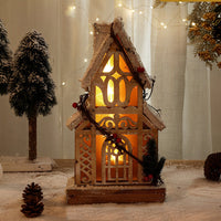 Wooden Christmas village house with LED light – view 5