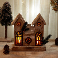 Wooden Christmas village house with LED light – view 2