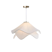 Japandi Fabric Pendant Light — Draped Linen-Look Shade