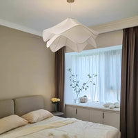 Japandi Fabric Pendant Light — Draped Linen-Look Shade