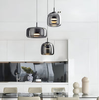 Smoked Glass Pendant Light — Hand-Blown Glass, Single or Trio
