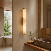 Marble-Effect LED Wall Sconce — Sculptural Resin, Gold or Black
