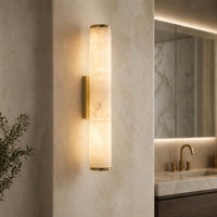 Marble-Effect LED Wall Sconce — Sculptural Resin, Gold or Black