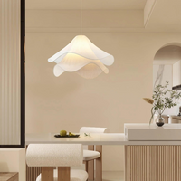 Japandi Fabric Pendant Light — Draped Linen-Look Shade