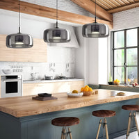 Smoked Glass Pendant Light — Hand-Blown Glass, Single or Trio