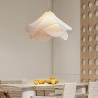 Japandi Fabric Pendant Light — Draped Linen-Look Shade
