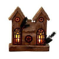 Wooden Christmas village house with LED light – view 12