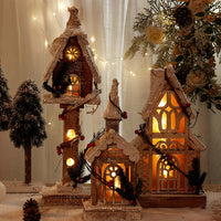 Wooden Christmas village house with LED light – view 10