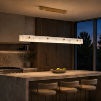 Marble Linear LED Pendant — Stainless Steel Bar for Kitchen Islands
