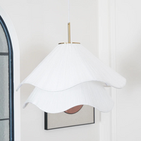 Japandi Fabric Pendant Light — Draped Linen-Look Shade