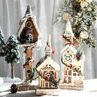 Wooden Christmas village house with LED light – view 8