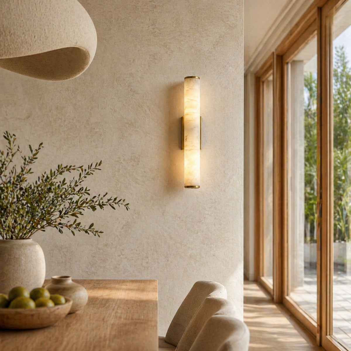 Marble-Effect LED Wall Sconce — Sculptural Resin, Gold or Black