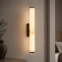 Marble-Effect LED Wall Sconce — Sculptural Resin, Gold or Black