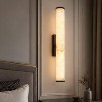 Marble-Effect LED Wall Sconce — Sculptural Resin, Gold or Black