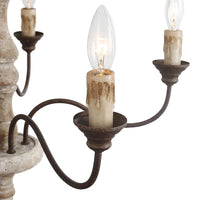 Farmhouse Candle Chandelier — Rustic 5 or 8 Light Metal and Wood