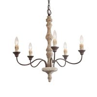 Farmhouse Candle Chandelier — Rustic 5 or 8 Light Metal and Wood