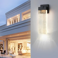 CrystalGlow | Elegant Modern Seeded Glass Outdoor Wall Sconce 11