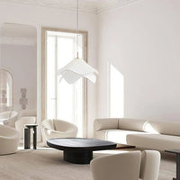 Japandi Fabric Pendant Light — Draped Linen-Look Shade