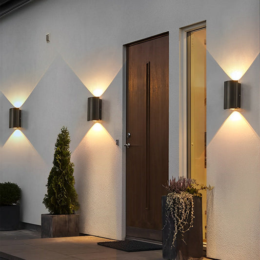 LuminWave | Modern Black Outdoor Wall Light with Up and Down Illumination 0