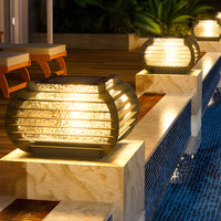 Luminara | Elegant Modern Black Grille Outdoor Pillar Light 1