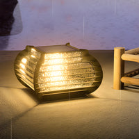 Luminara | Elegant Modern Black Grille Outdoor Pillar Light 4