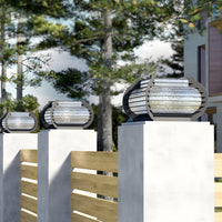 Luminara | Elegant Modern Black Grille Outdoor Pillar Light 6
