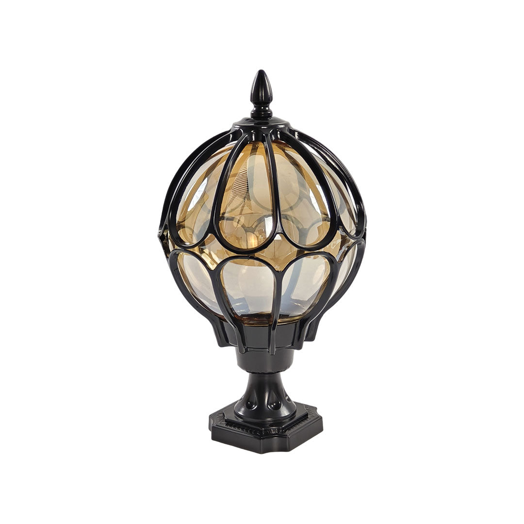 Luminara | Elegant Retro Glass Globe Outdoor Pillar Light