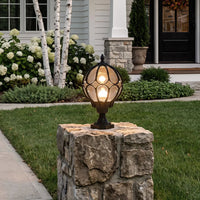 Luminara | Elegant Retro Glass Globe Outdoor Pillar Light 1