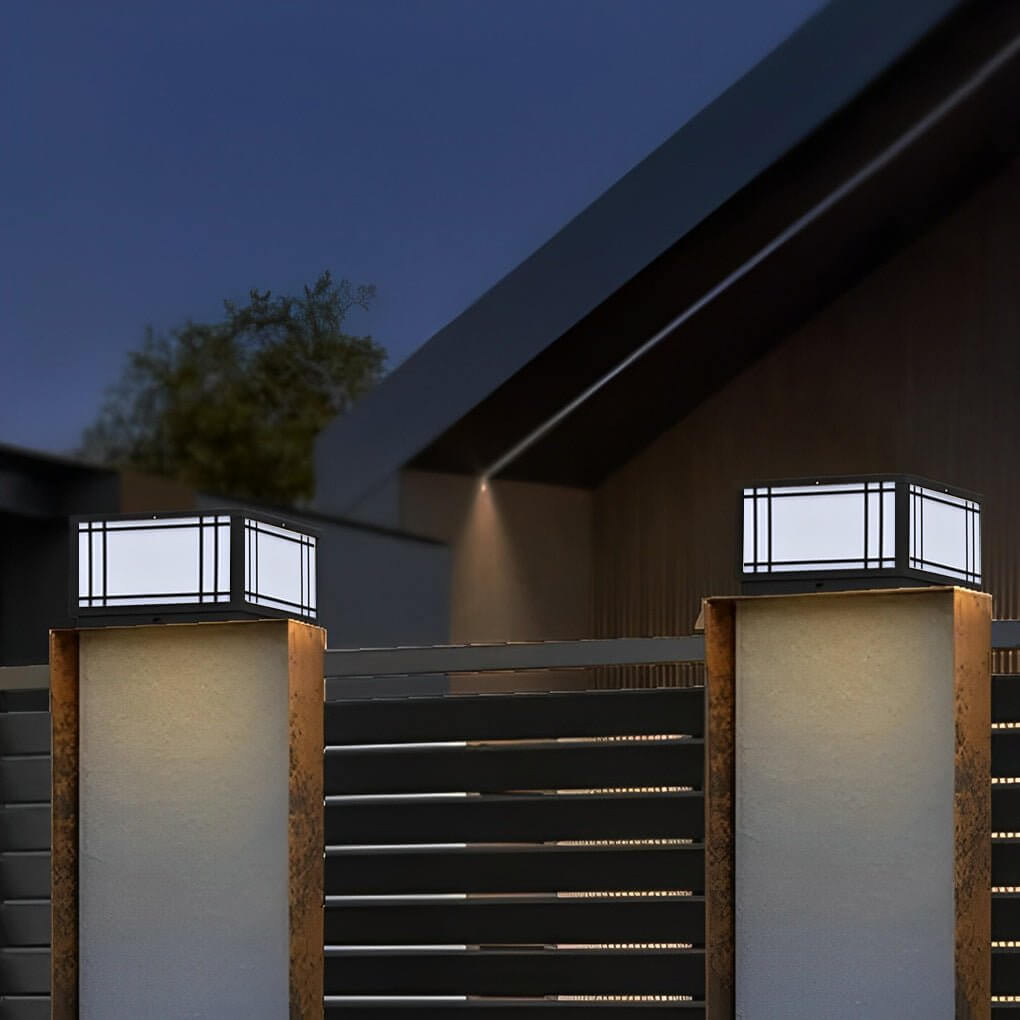 Solar Fence Post Light Square Stainless Steel Pillar Lamp
