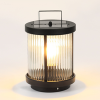 Luminara | Stylish Striped Glass Outdoor Solar Lantern Light 0