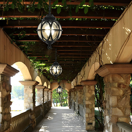 Lunara | Elegant Retro Metal Orb Outdoor Pendant Light Fixture 0