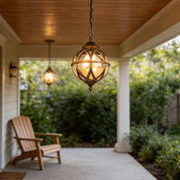 Lunara | Elegant Retro Metal Orb Outdoor Pendant Light Fixture 6