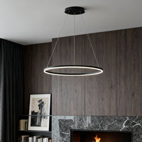 Lunaris | Sleek Modern Black LED Ring Chandelier Light Fixture 4