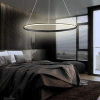 Lunaris | Sleek Modern Black LED Ring Chandelier Light Fixture 6