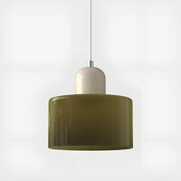 Mid-Century Glass Pendant Light — Coloured Tiered Shade, Plug-In or Hardwired