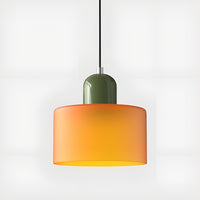 Mid-Century Glass Pendant Light — Coloured Tiered Shade, Plug-In or Hardwired