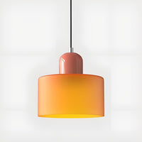 Mid-Century Glass Pendant Light — Coloured Tiered Shade, Plug-In or Hardwired