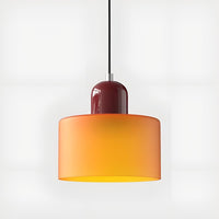 Mid-Century Glass Pendant Light — Coloured Tiered Shade, Plug-In or Hardwired