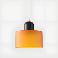 Mid-Century Glass Pendant Light — Coloured Tiered Shade, Plug-In or Hardwired